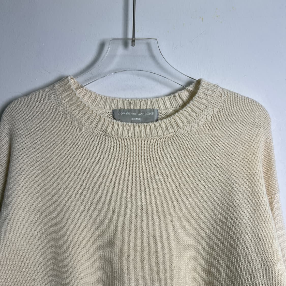 90's 꼼데가르송 옴므 아이보리 울 니트 스웨터  상품이미지4