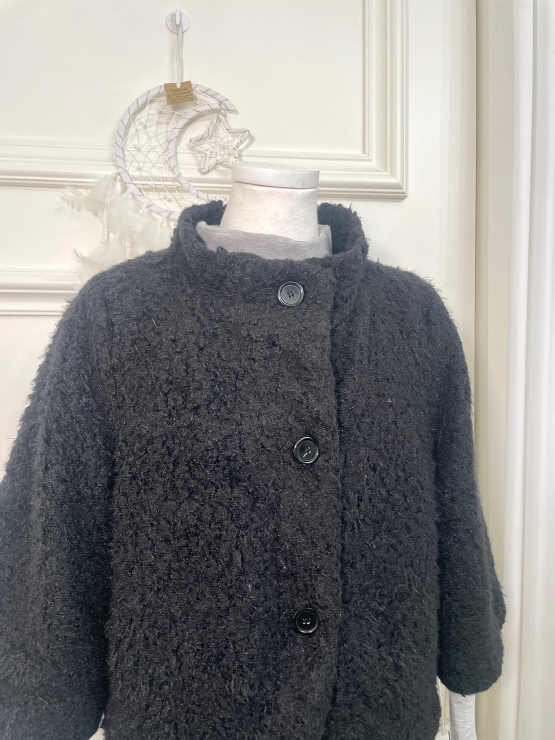black boucle cute mini cape(size-L) 상품이미지9
