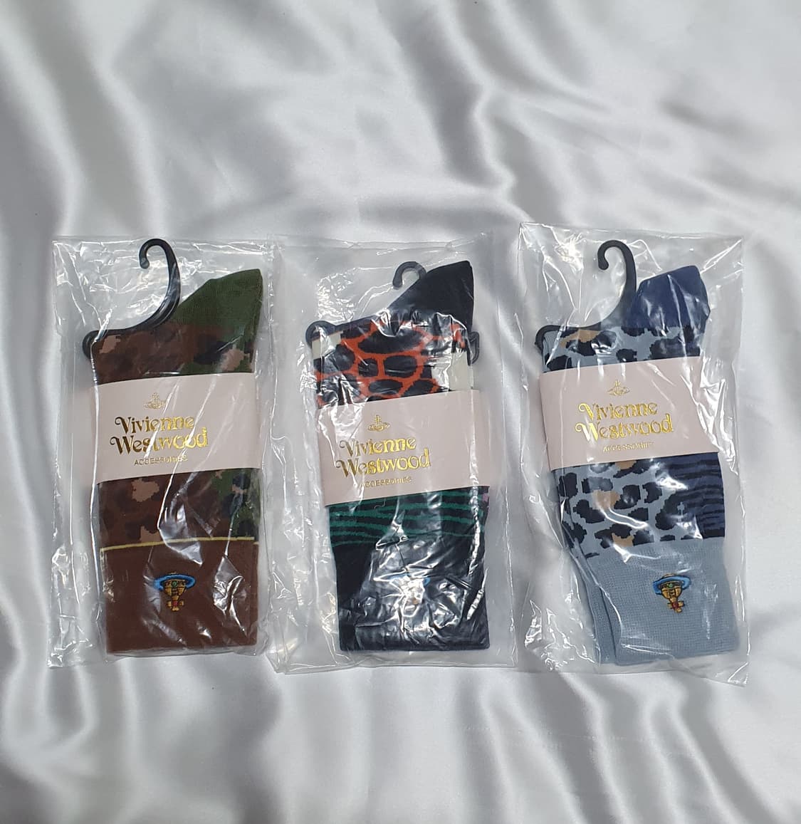 블루 퍼플 그린 호피 레오파드 말줄 패턴 비비안웨스트우드 양말  상품이미지1