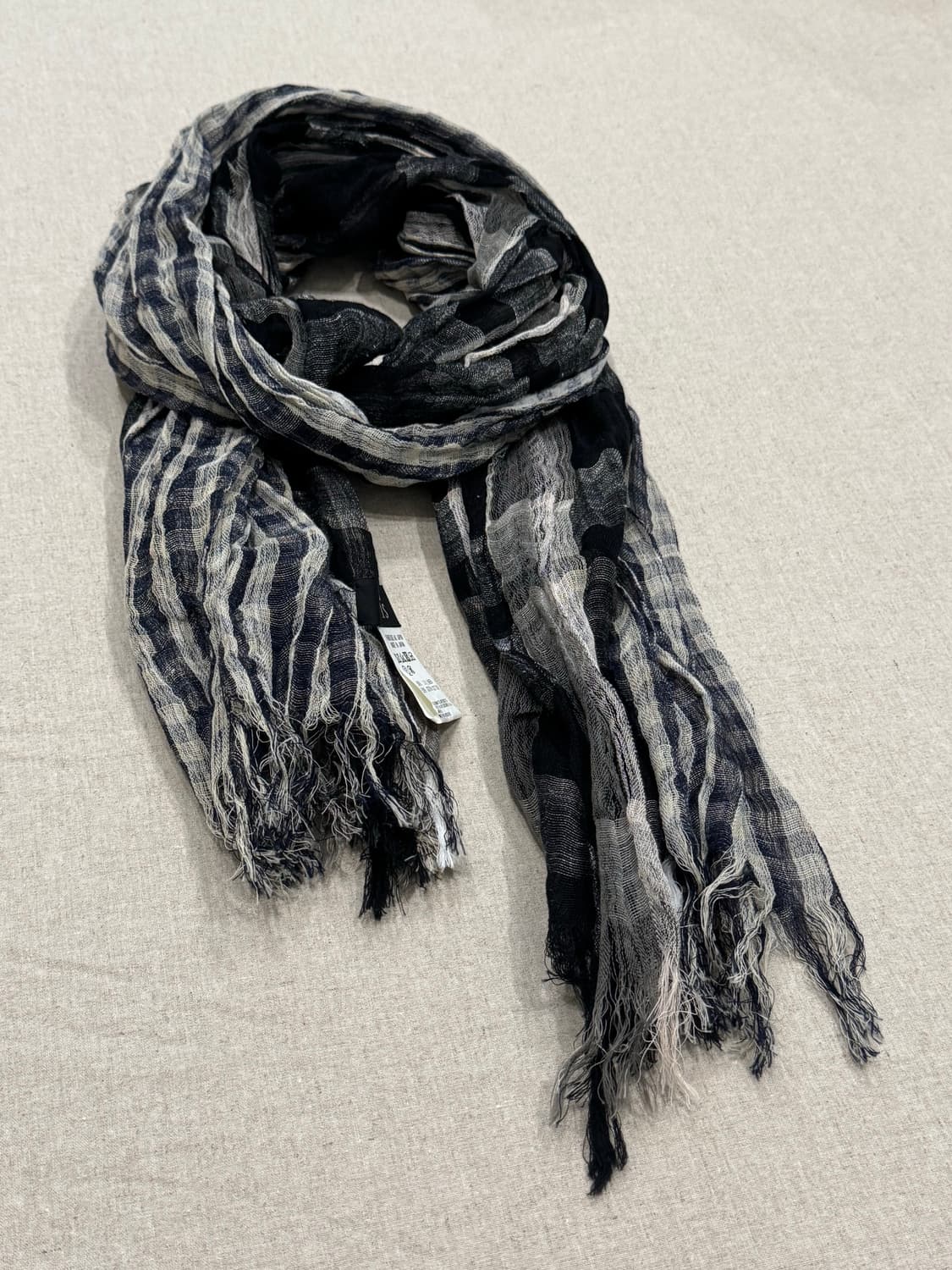 요지야마모토 믹스드 체크 린넨코튼 머플러 상품이미지1