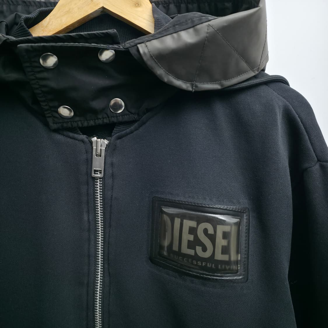 [L] 디젤 로고 블랙 후드집업 상품이미지4
