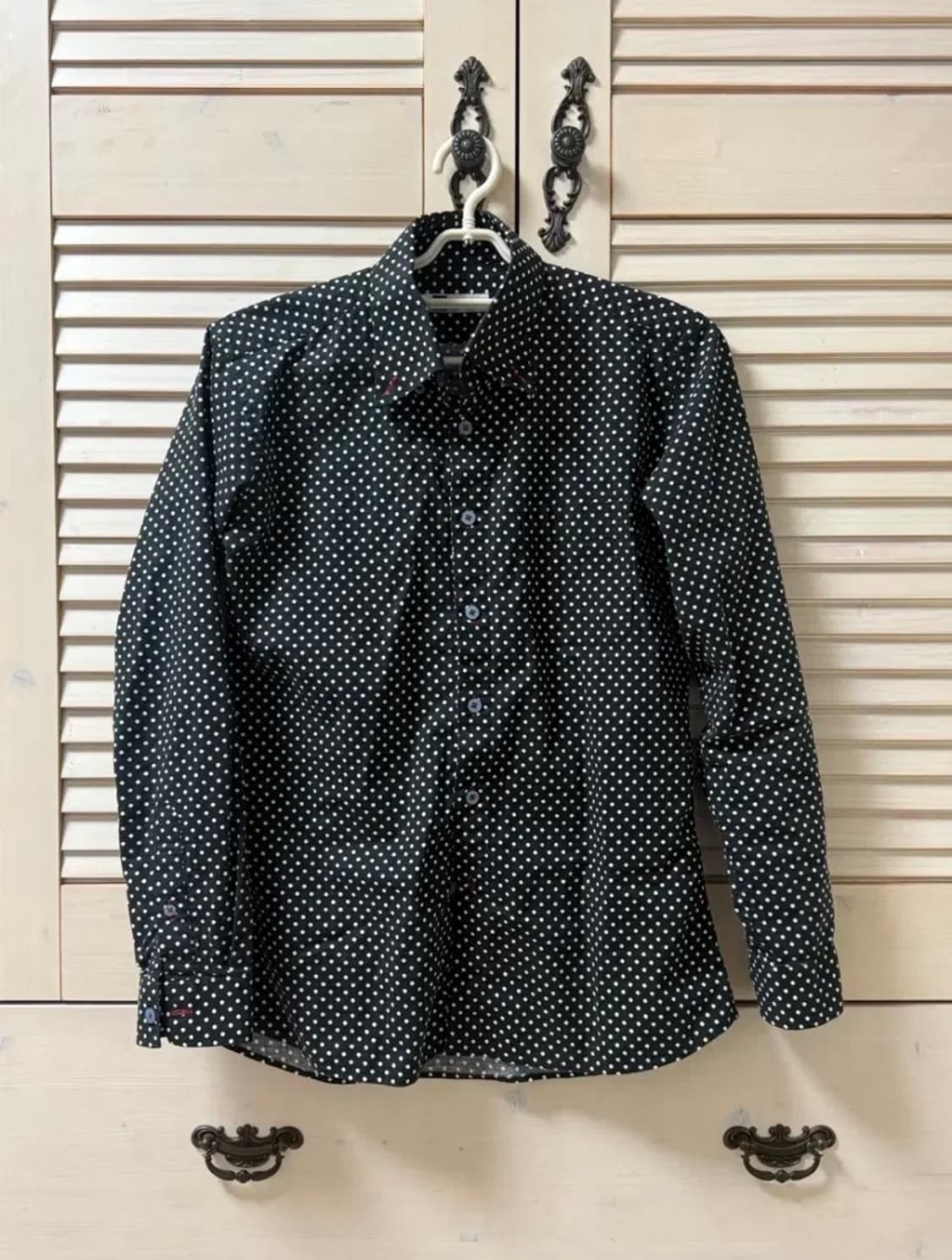 도트 셔츠 일본빈티지 모리걸 하구미 카모메산장 지구네 모리노가토 땡땡이 상품이미지1