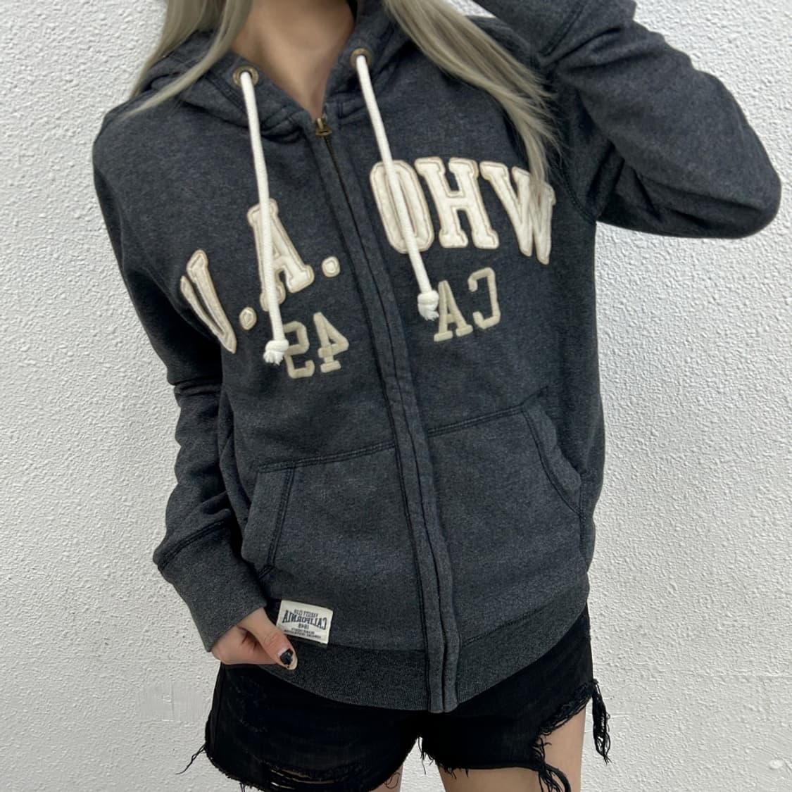 후아유 센터로고 딥그레이 후드집업 M 상품이미지1