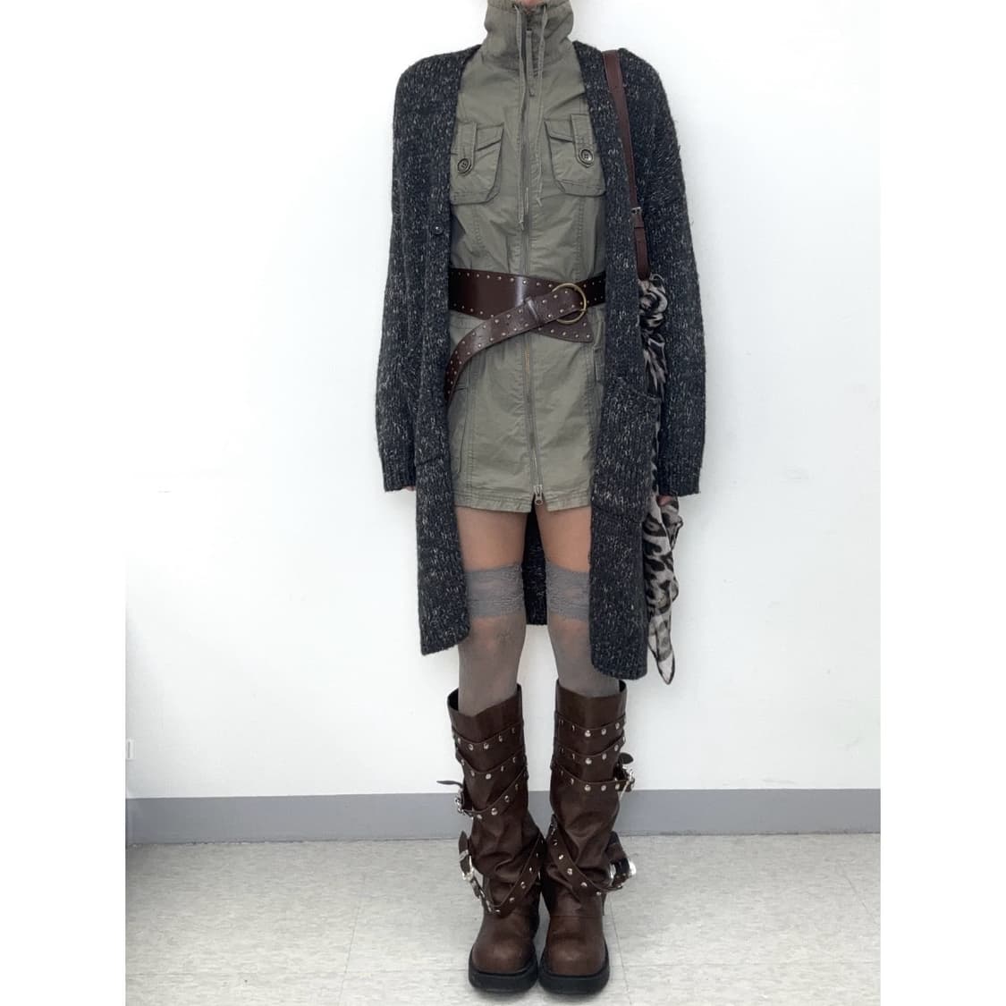 빈티지 락시크 차콜 롱 가디건 상품이미지2