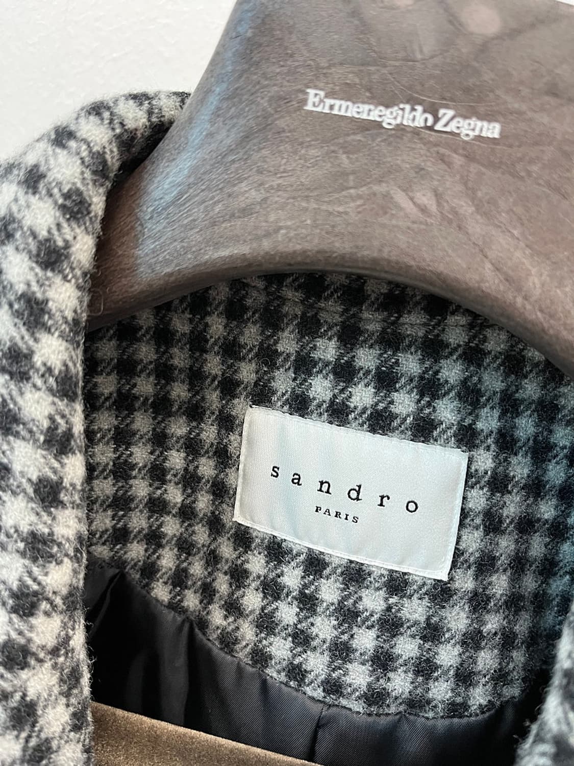 100) 산드로 구스 체크 울코트  상품이미지5