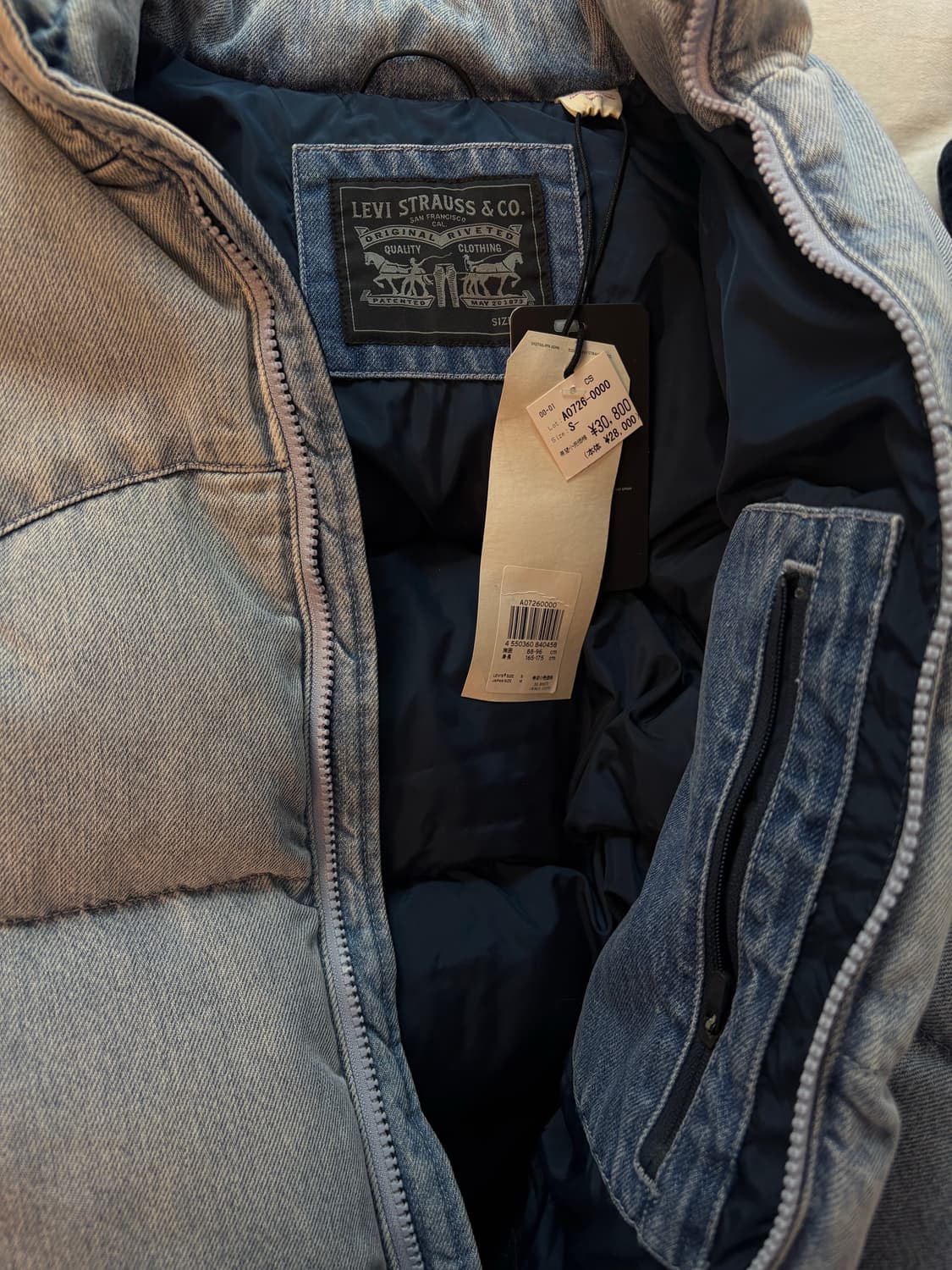 리바이스 데님 푸퍼 패딩 일본판 S 상품이미지2