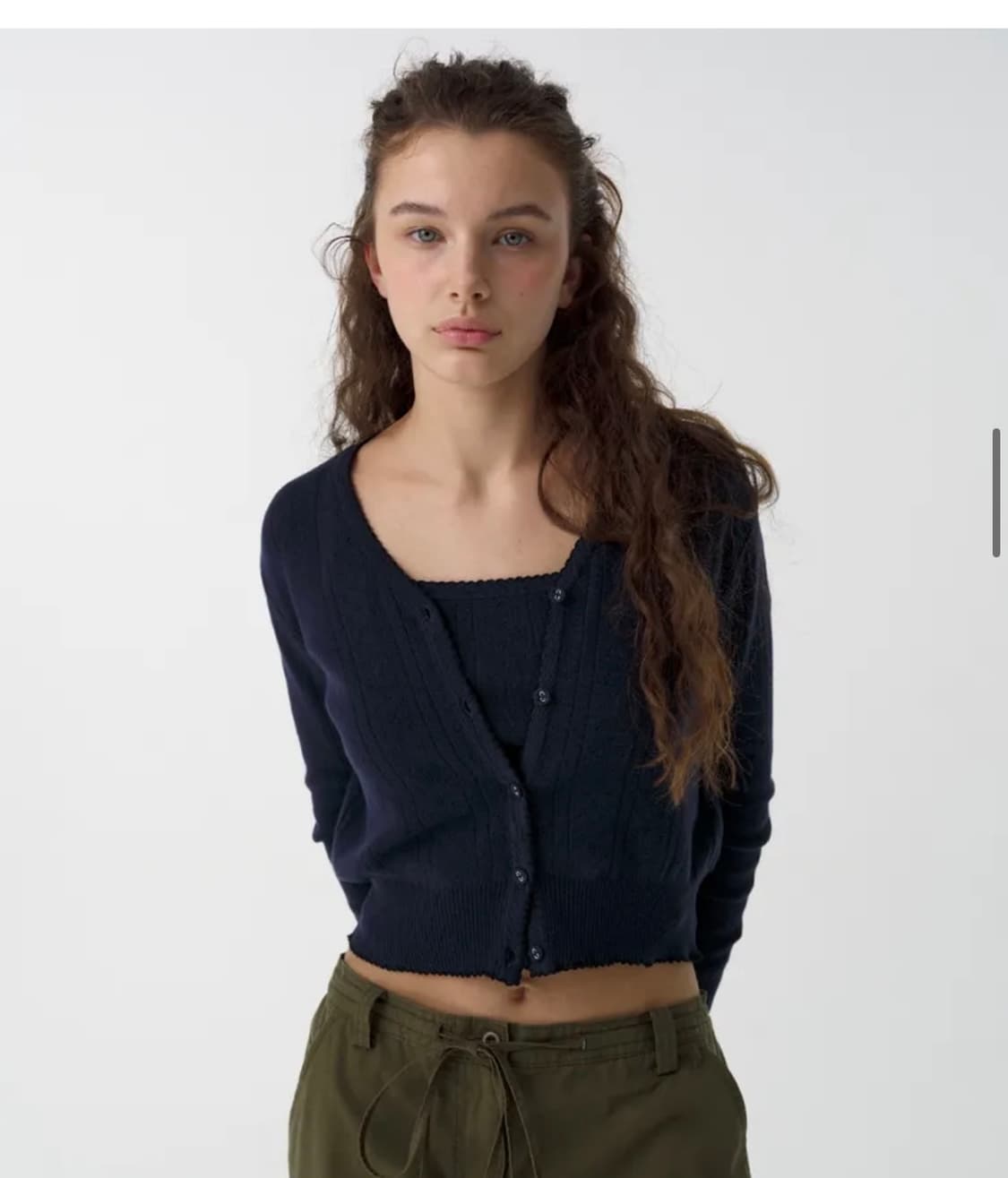 더바넷 Cotton Eyelet Knit Cardigan+슬리브리스 상품이미지2