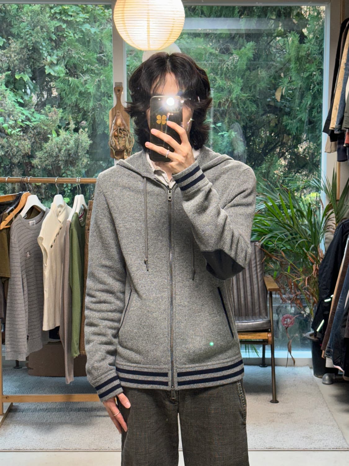 코치 레더 엘보패치 메리노울 후드집업 상품이미지3