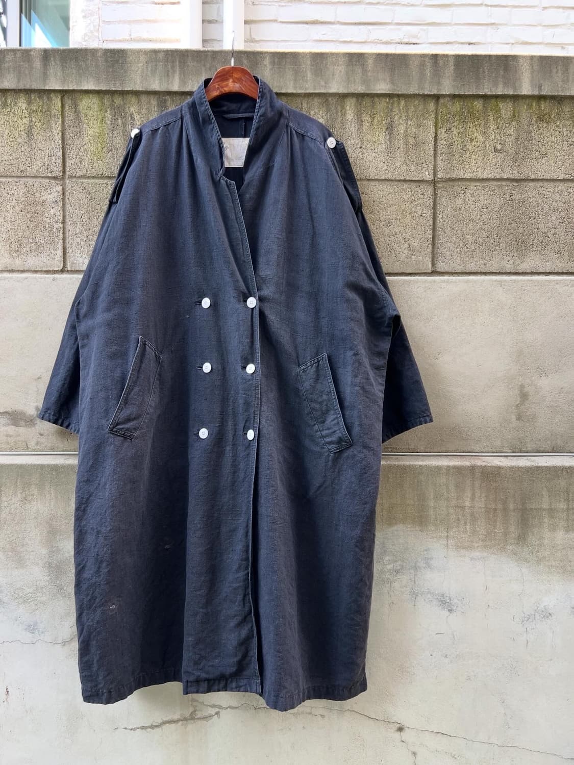 1980s BLACK FRENCH LINEN WIDE 블랙프렌치린넨코트 상품이미지3
