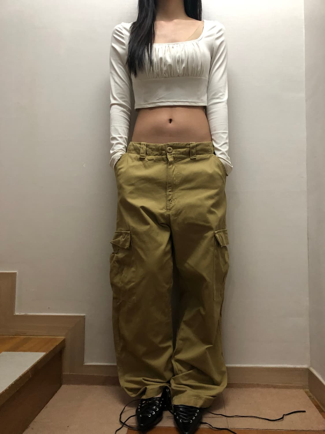 빈티지 머스타드 코튼 카고 팬츠 상품이미지1