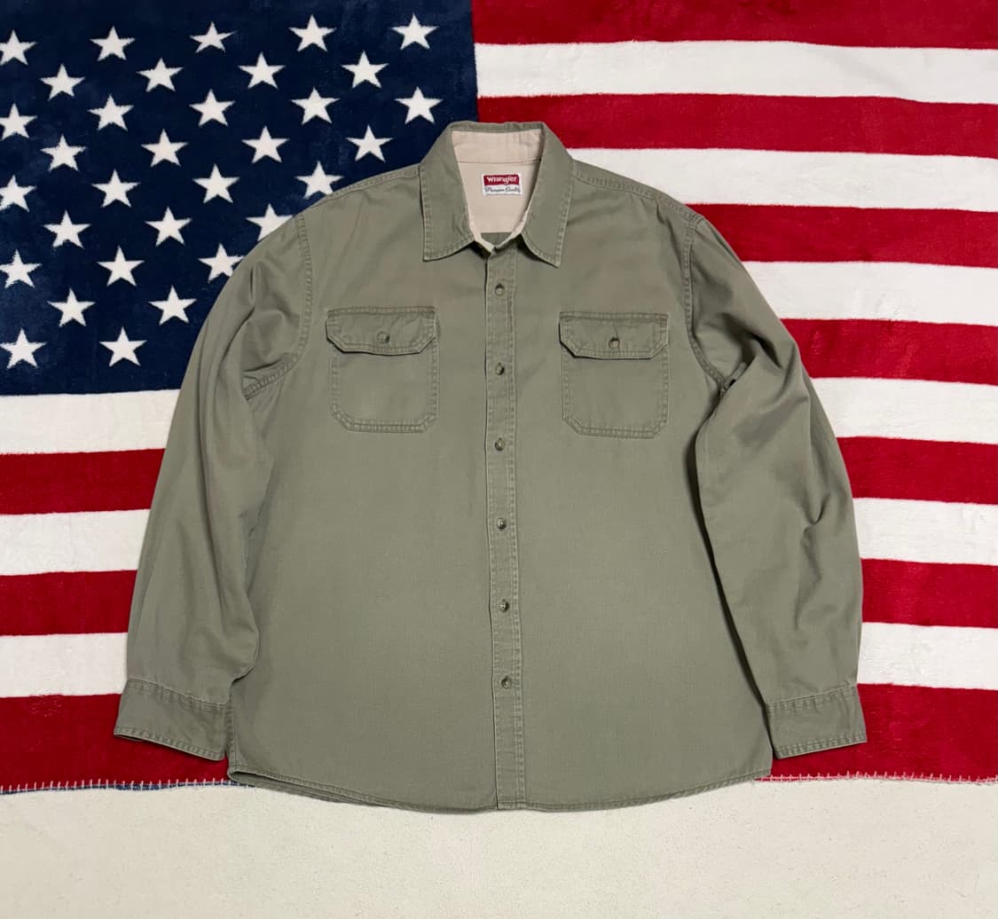 랭글러워크셔츠 Wrangler work shirt 빈티지워크셔츠올리브그린 상품이미지1