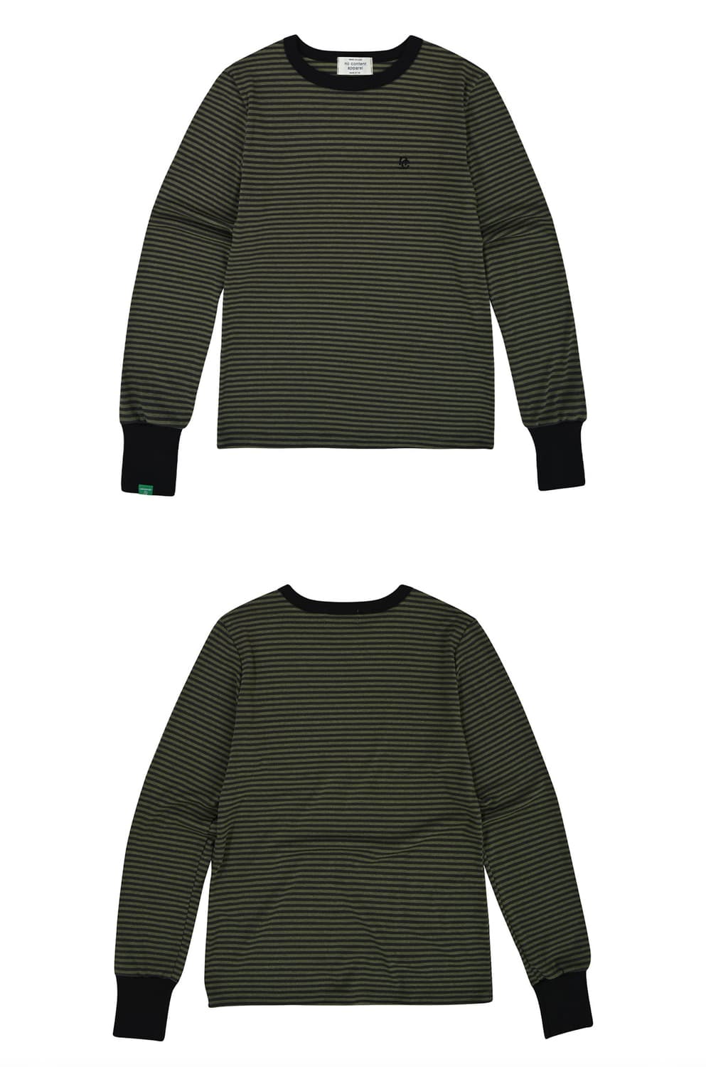 노컨텐츠 파인 스트라이프 티셔츠 카키 상품이미지2