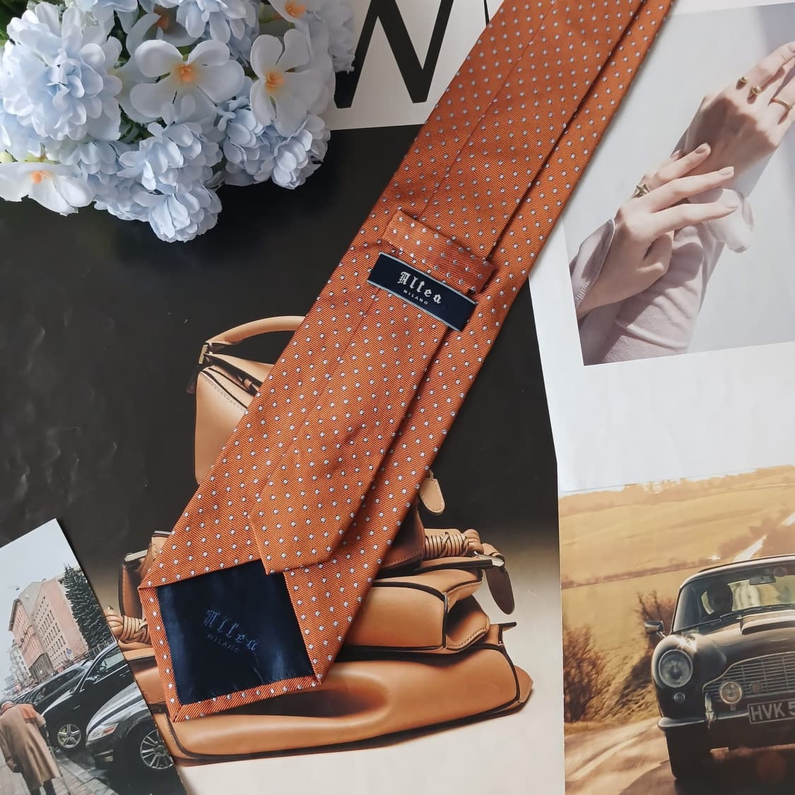 알테아 실크 브라운 마이크로 도트 넥타이 8.8cm A등급 A19100
 상품이미지4