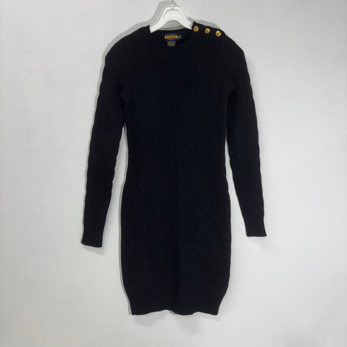 우먼XS 폴로랄프로렌 럭비 블랙 캐시미어혼방 슬림핏 울원피스 상품이미지2