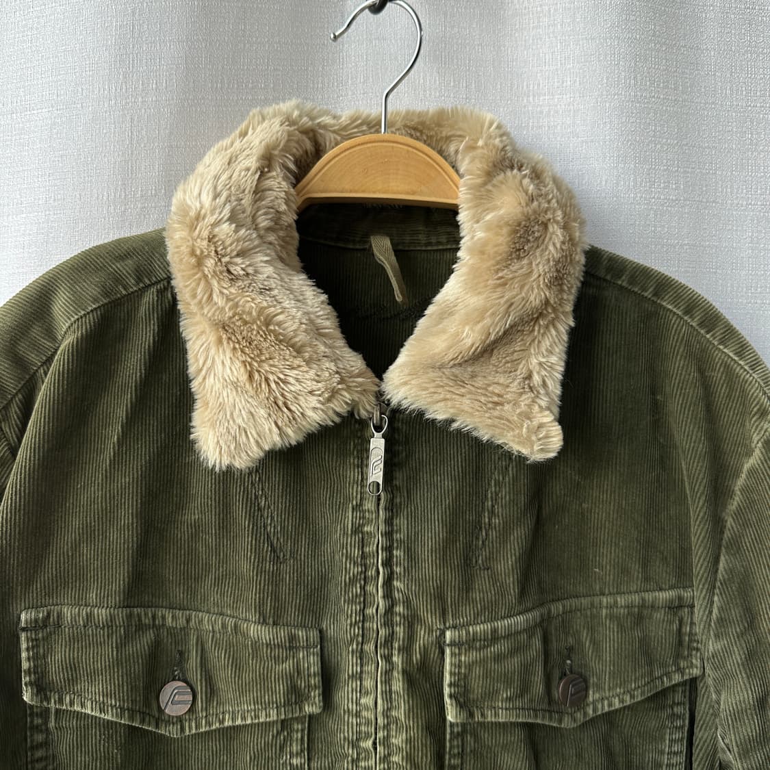 프렌치 커넥션 플리스 카라 코듀로이 자켓 카키 M 상품이미지4