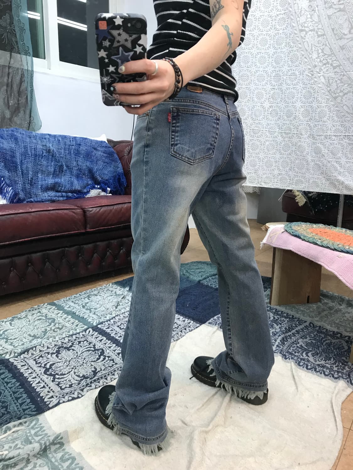 Dom jeans 빈티지 스터드 패턴 데님팬츠  상품이미지2