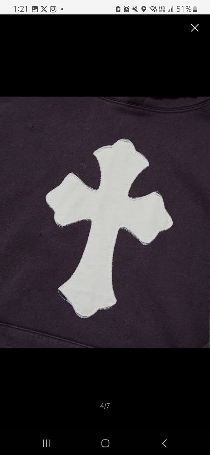 스웨이드 후드티 CROSS HOODIE PUPLE 상품이미지4