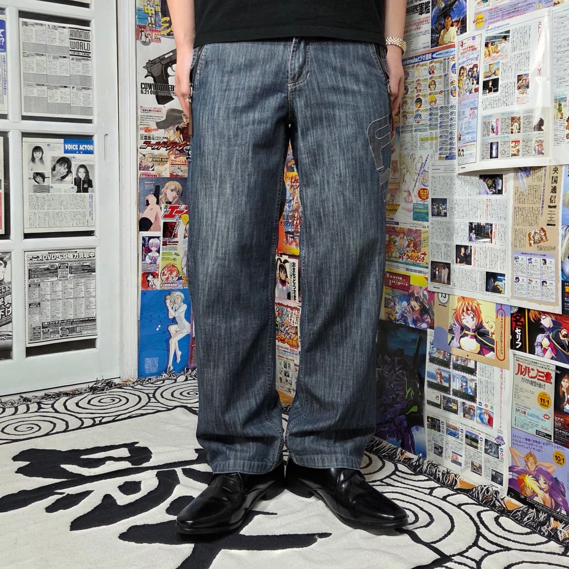 빈티지 후부 카펜터 와이드 데님 팬츠 상품이미지2