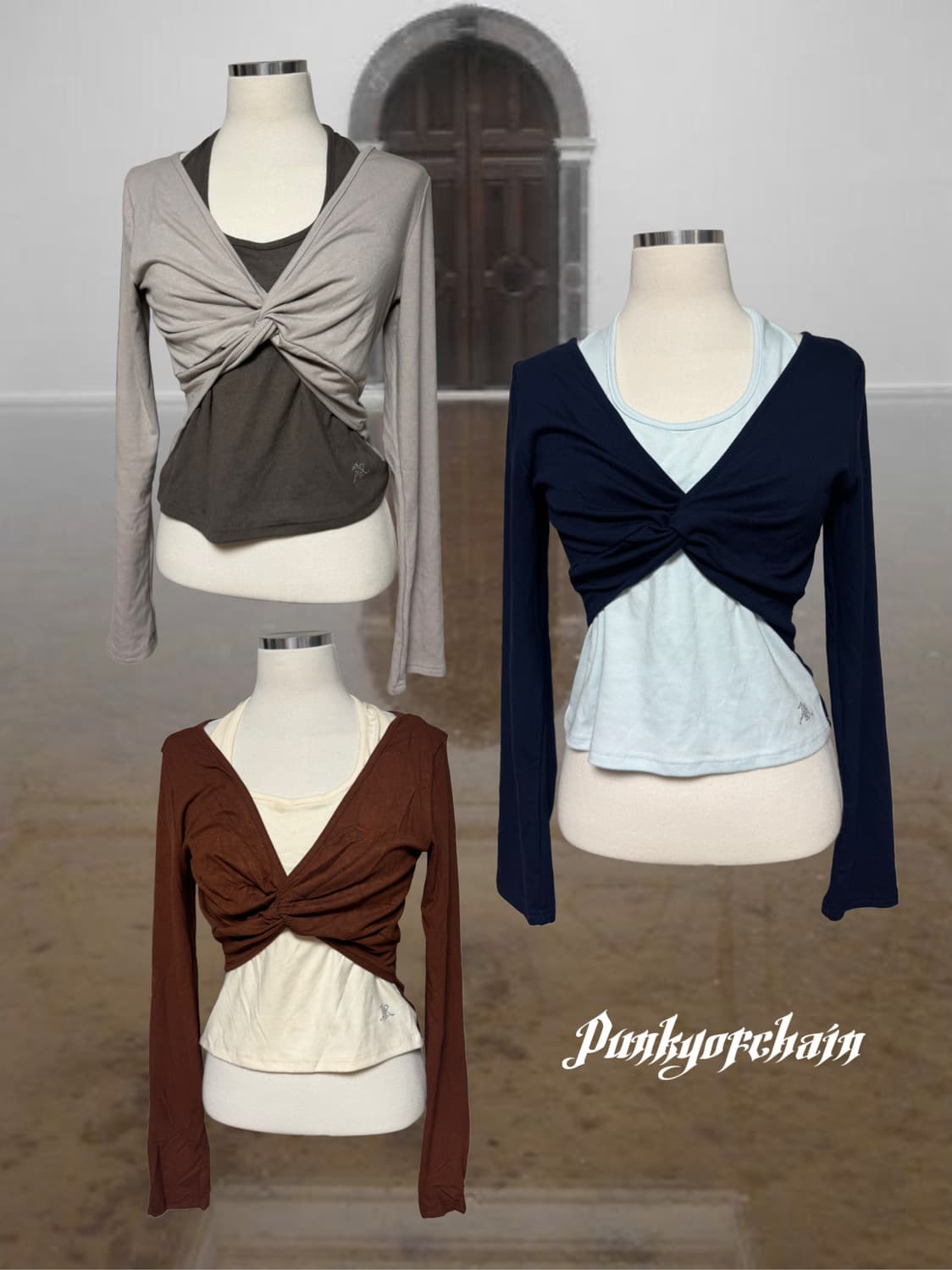 발레코어 홀터 트위스트 티셔츠 상품이미지1