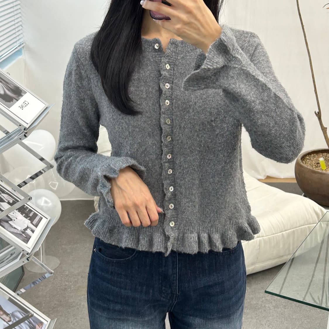 ZARA 자라 그레이 프릴 가디건 상품이미지3