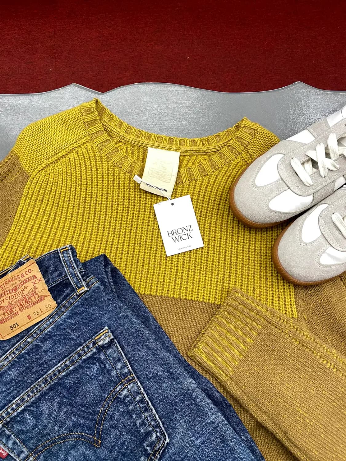 우영미 배색 울 니트 (Man S) / [11708] 상품이미지1