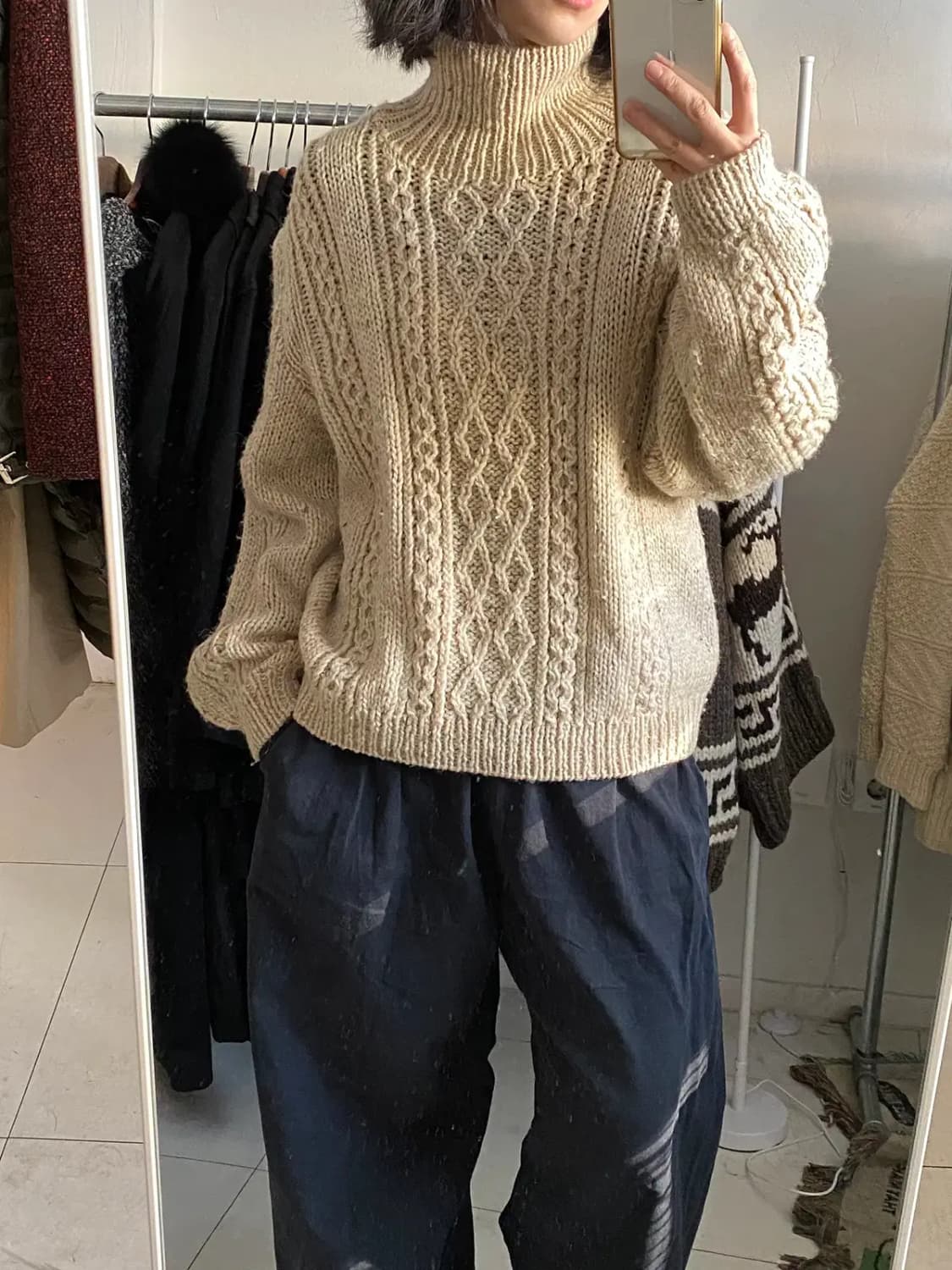 빈티지 폴라 꽈배기 니트 (Woman XL)  [12298] 상품이미지2