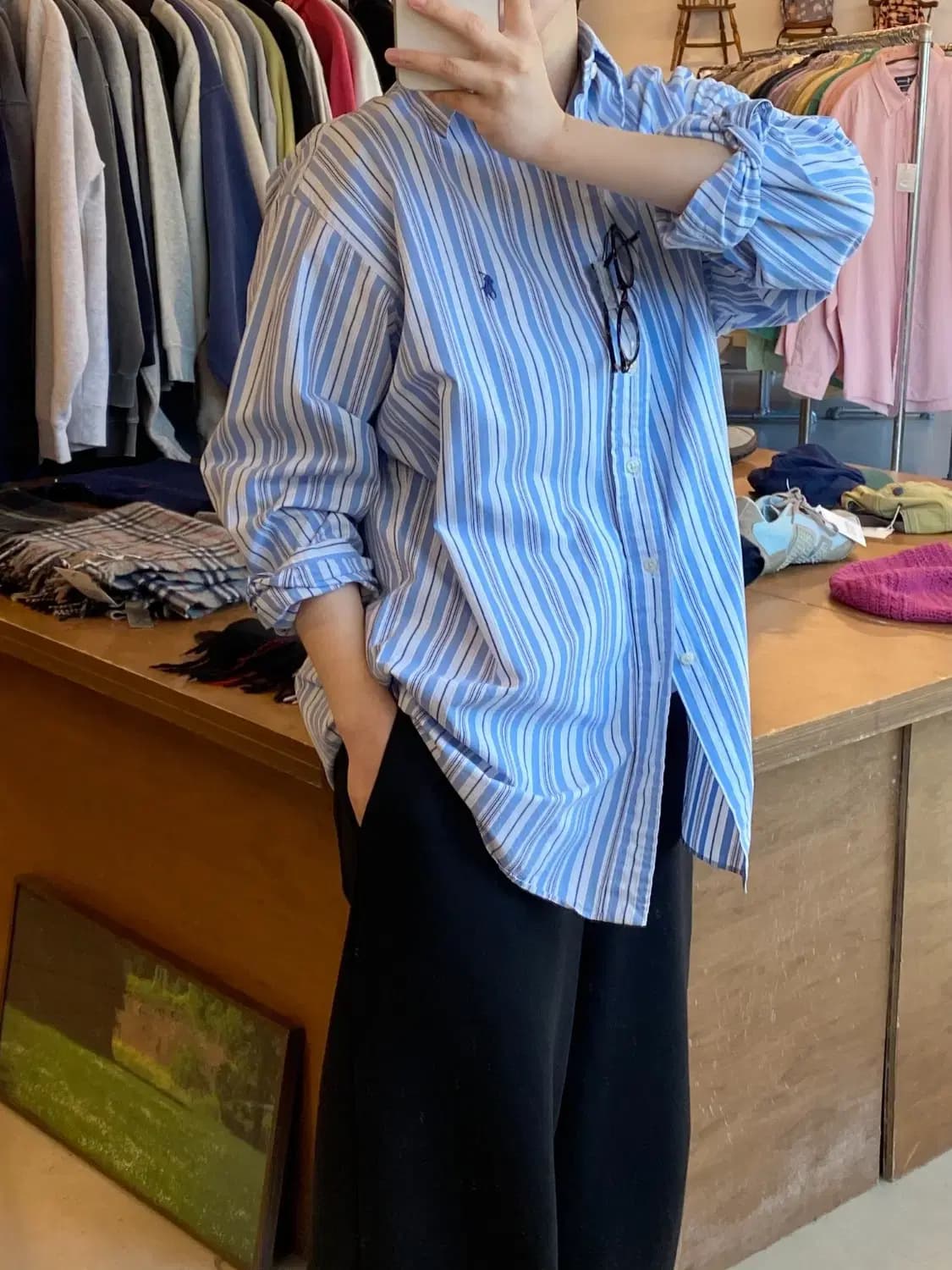 폴로 랄프로렌 세로 스트라이프 셔츠 (Man 2XL) B0938 상품이미지1