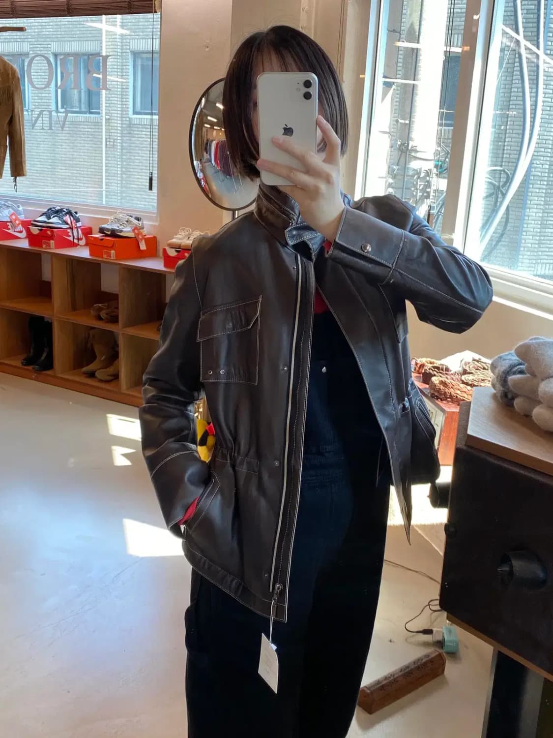 빈티지 레더 자켓 (Woman S) B1260 상품이미지2