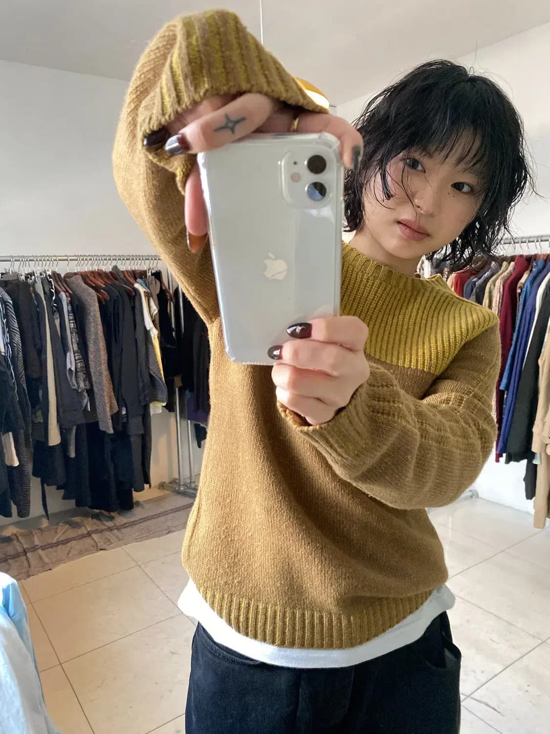 우영미 배색 울 니트 (Man S) 12813 상품이미지1