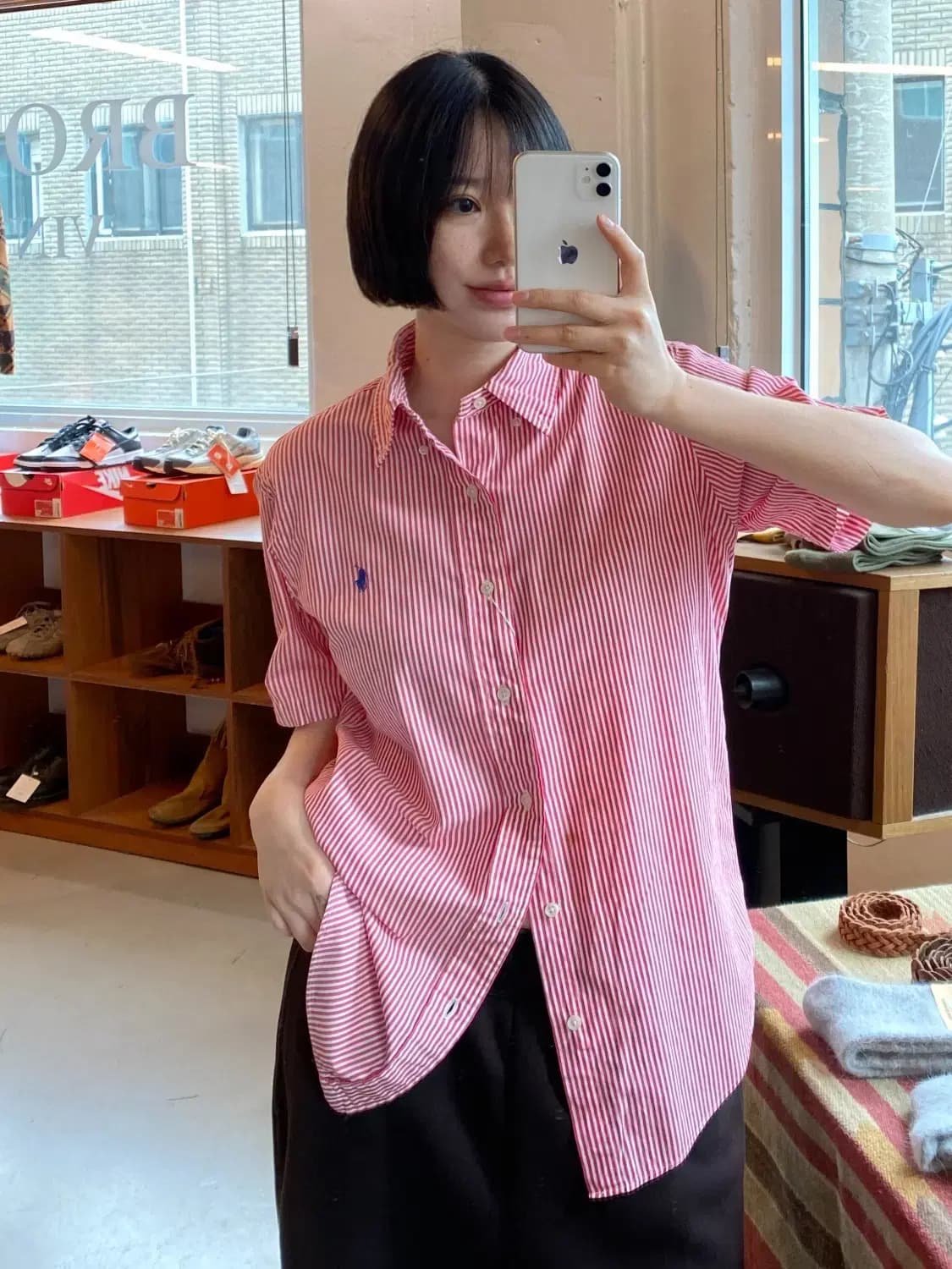 폴로 랄프로렌 1/2 스트라이프 셔츠 (Woman L) B1558 상품이미지1