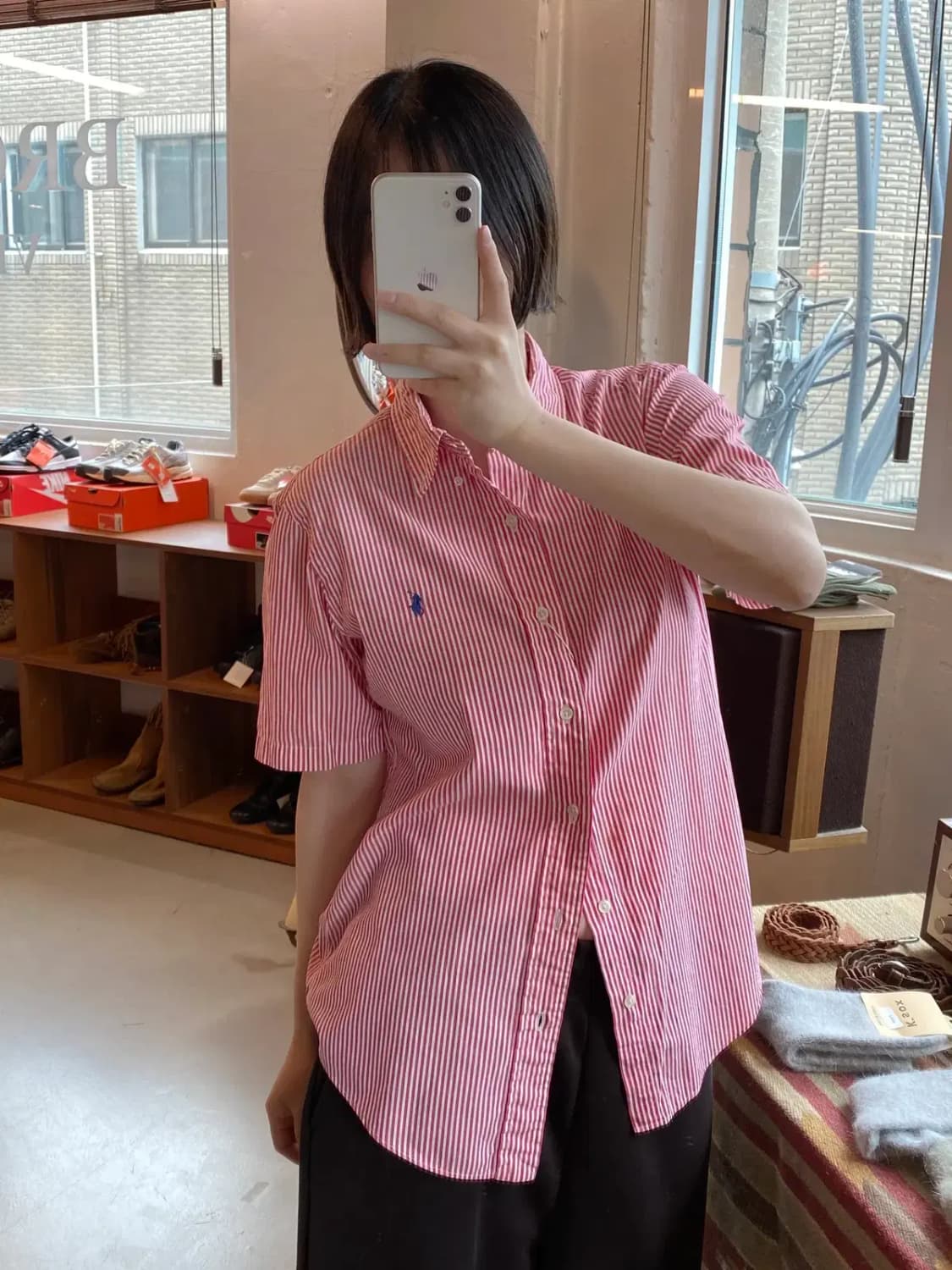 폴로 랄프로렌 1/2 스트라이프 셔츠 (Woman L) B1558 상품이미지2