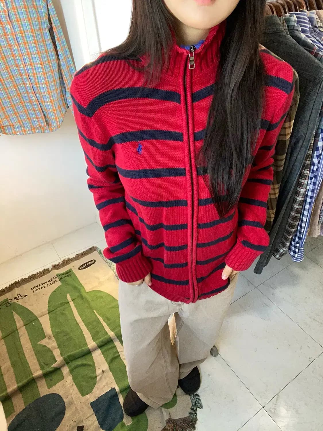 폴로 랄프로렌 스트라이프 니트 집업 (Woman L) 13166 상품이미지1