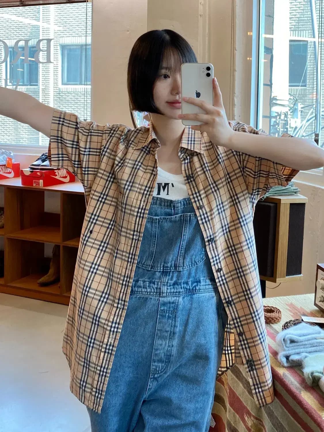 버버리 1/2 체크 셔츠 (Man M) B1610 상품이미지1