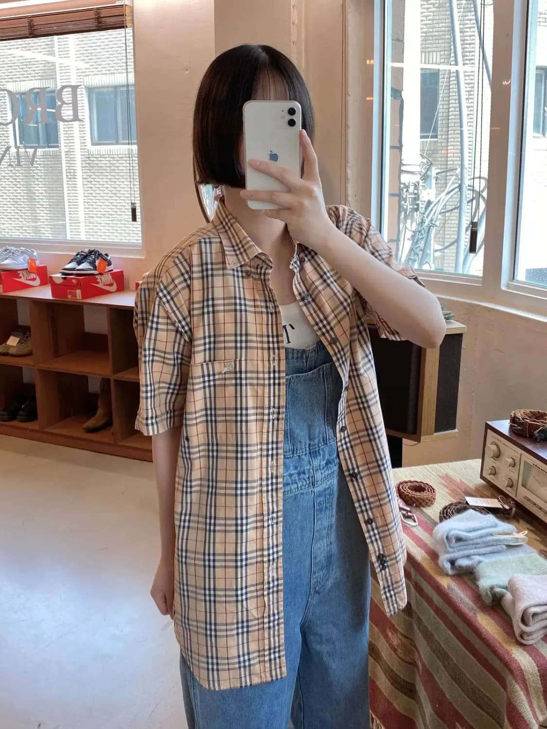 버버리 1/2 체크 셔츠 (Man M) B1610 상품이미지2