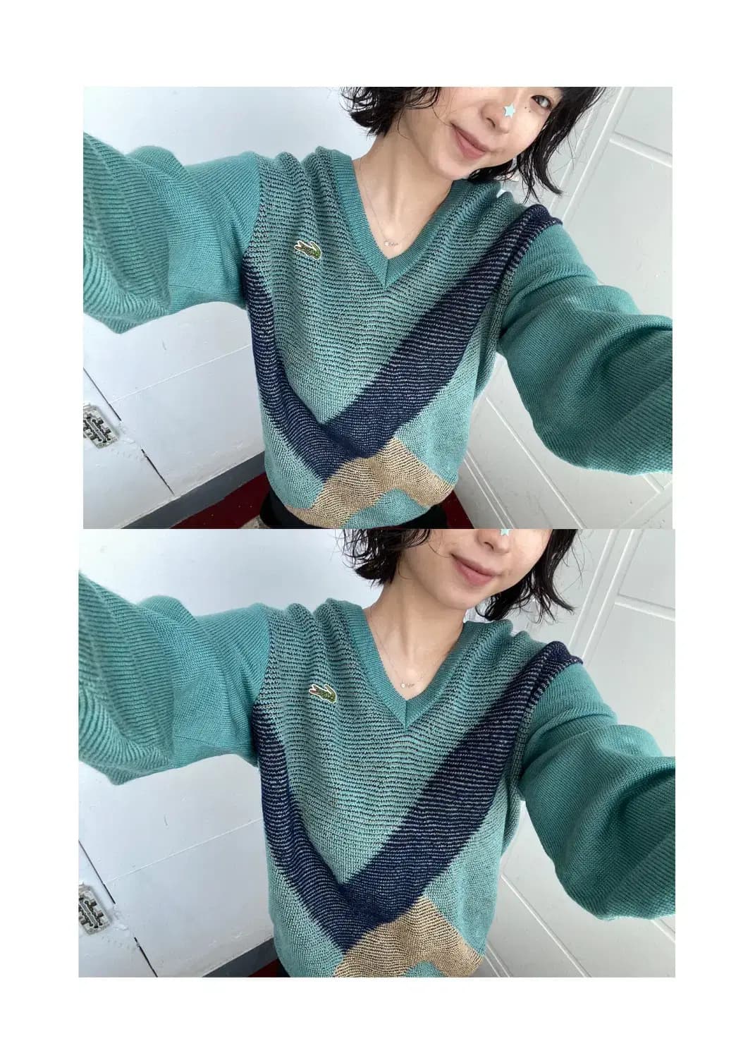 라코스테 패턴 브이넥 니트 (Man L) 13194 상품이미지1