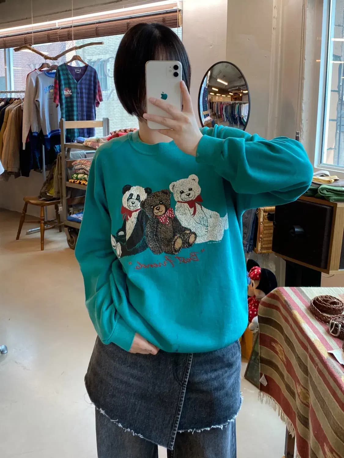 빈티지 프린팅 기모 스웻셔츠 (Woman XL) B1749 상품이미지1