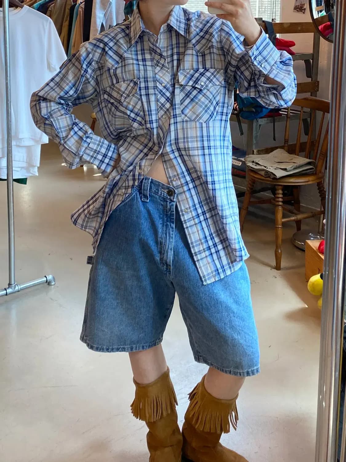 빈티지 체크 셔츠 (Man M) B1995 상품이미지2