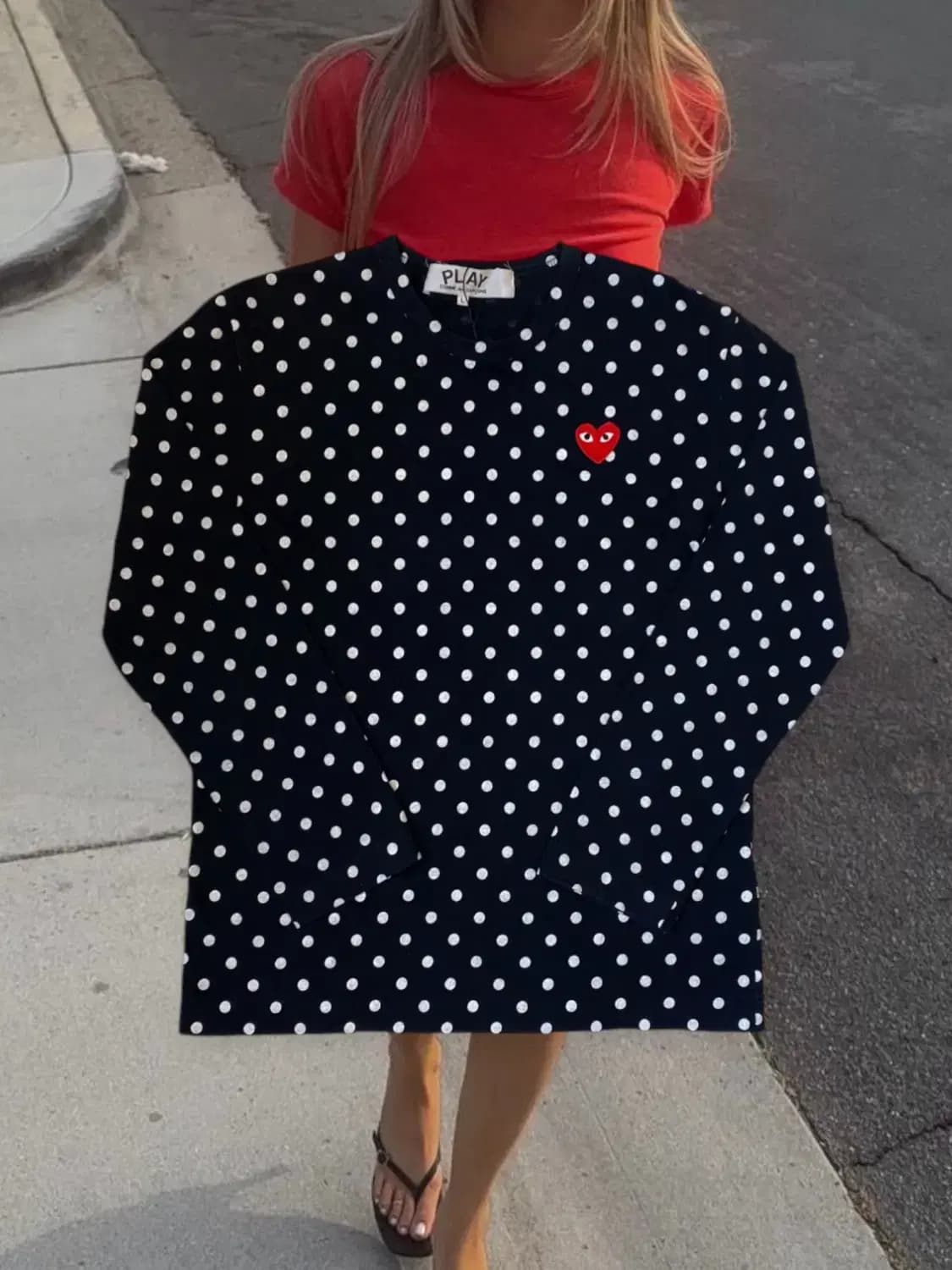 꼼데가르송 도트 긴팔 티셔츠 (Man L ) AB0483 상품이미지1