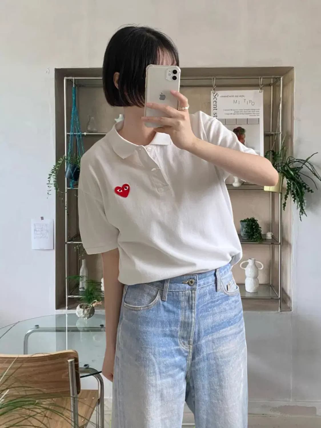 꼼데가르송 카라 1/2 티셔츠 (Woman XL) AB0570 상품이미지2