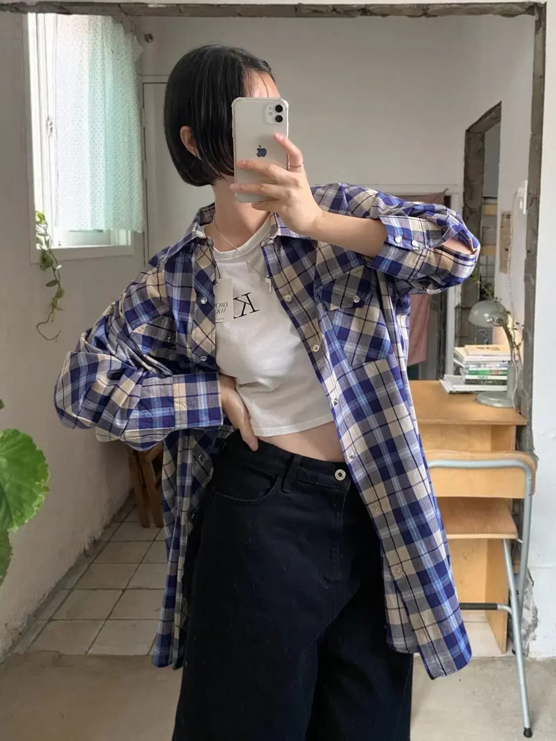 포켓 체크 셔츠 Made in U.S.A (Man 2XL) AB0645 상품이미지1