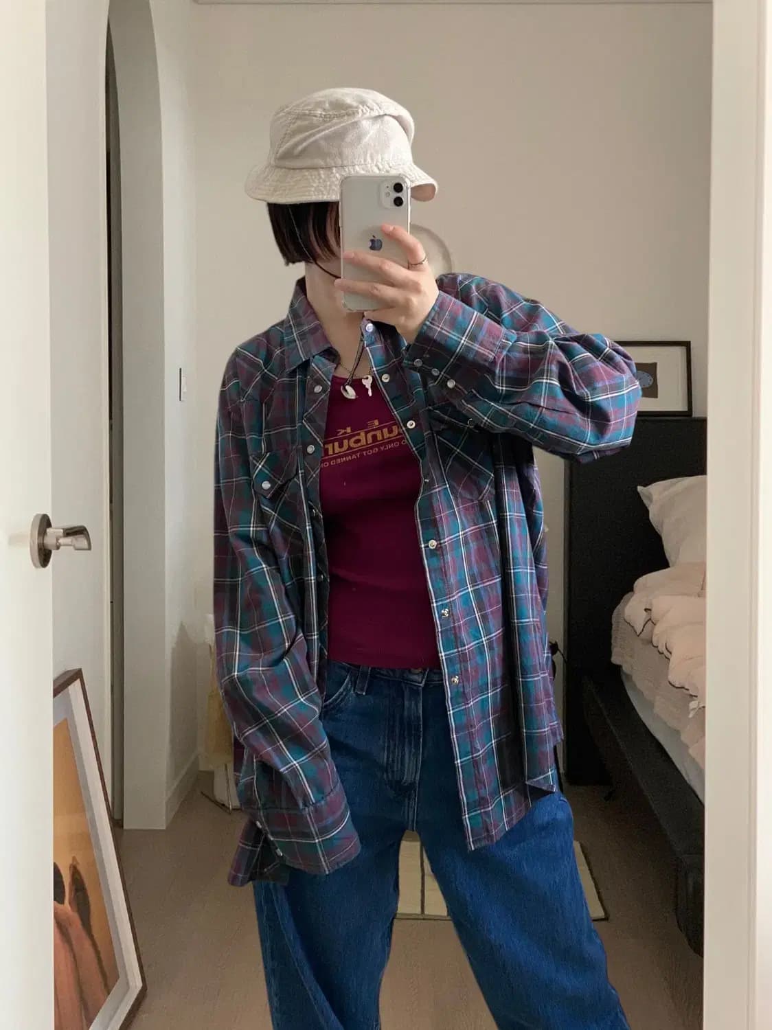 포켓 체크 셔츠 Made in U.S.A (Man 2XL) AB0701 상품이미지1