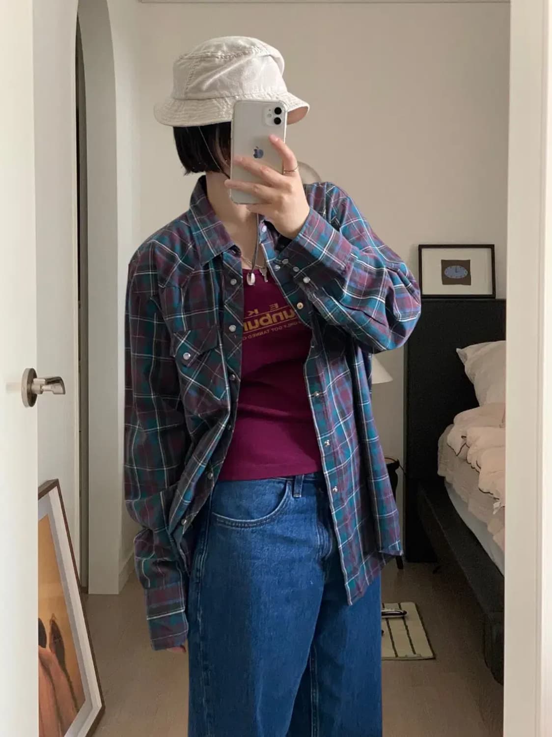 포켓 체크 셔츠 Made in U.S.A (Man 2XL) AB0701 상품이미지2