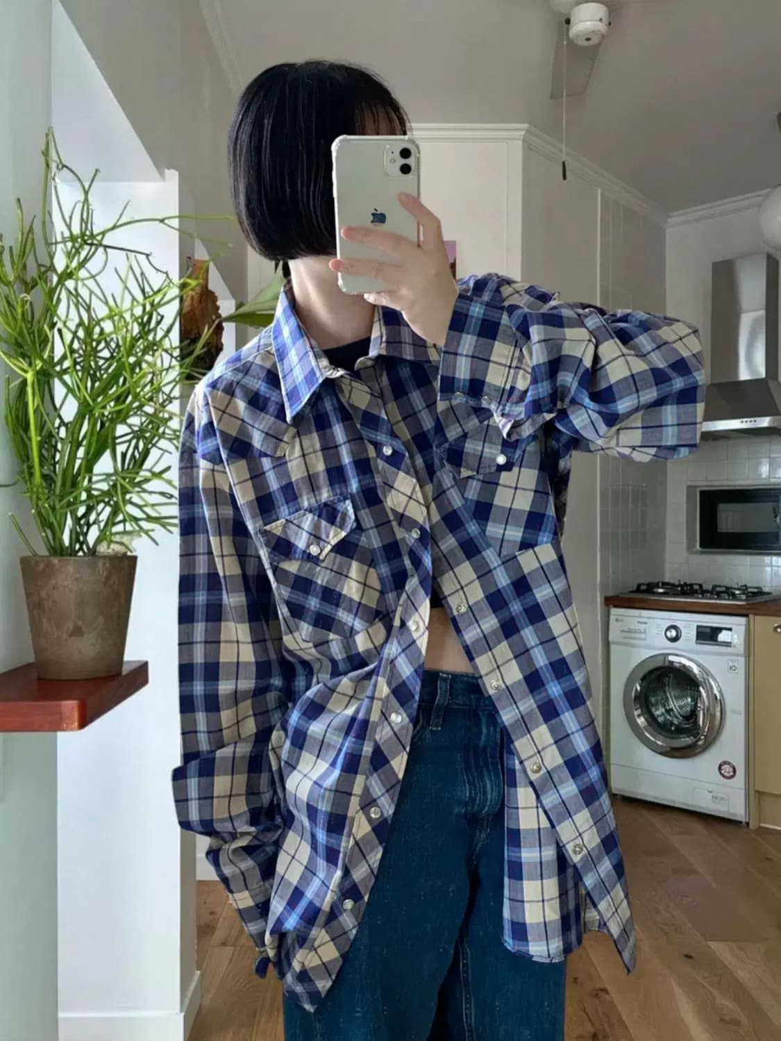 포켓 체크 셔츠 Made in U.S.A (Man 2XL) AB0819 상품이미지1