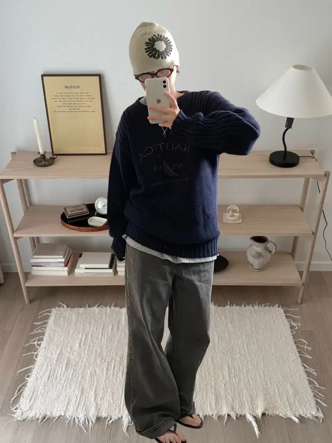 라운드 자수 니트 (Man M) AB0842 상품이미지2