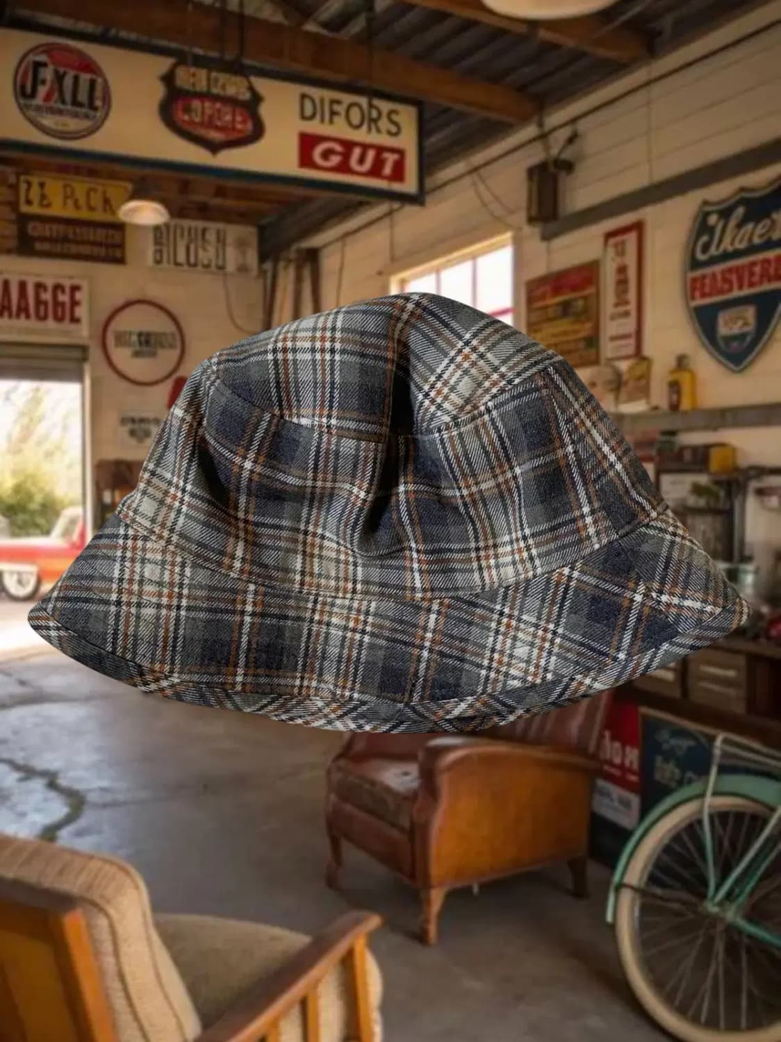 빈티지 체크 버킷햇 (FREE) / [AB1412] 상품이미지1