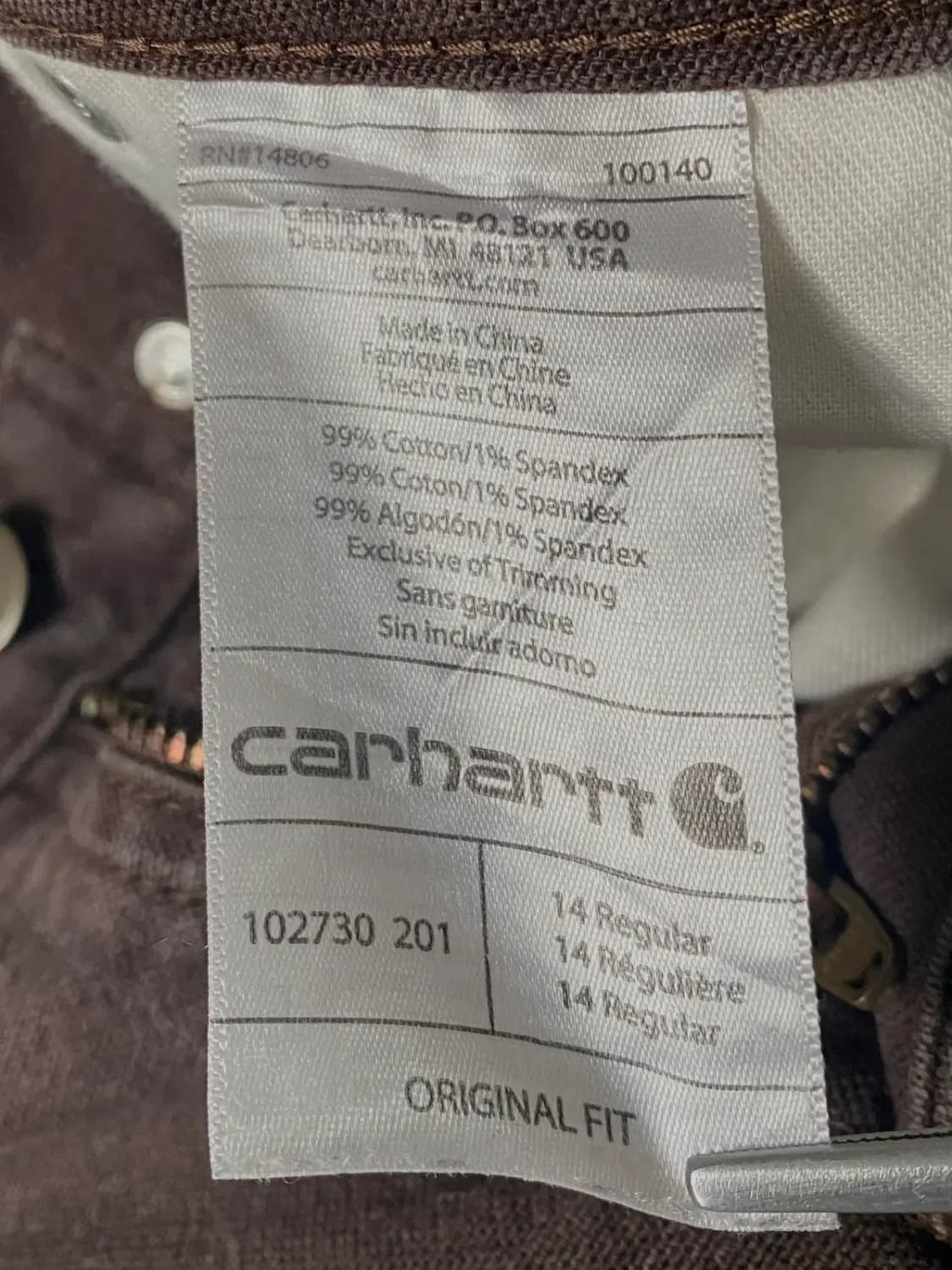 칼하트 오리지널핏 워크팬츠 (33) / [AB1828] 상품이미지4