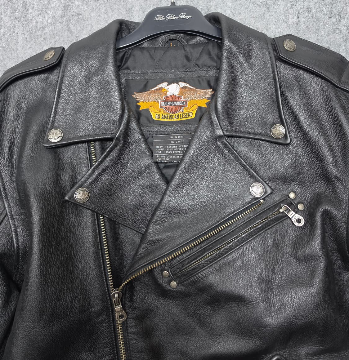 할리 데이비슨 이글 엠보 로고 레이스업 더블 라이더 자켓 가죽자켓 L 상품이미지4