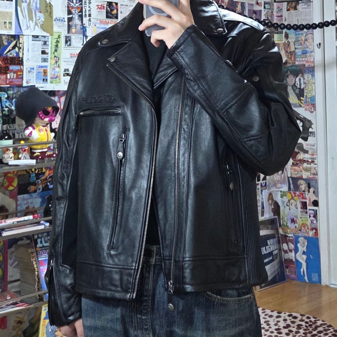 야마하 STAR 블랙 리얼 레더 라이더 자켓 상품이미지3