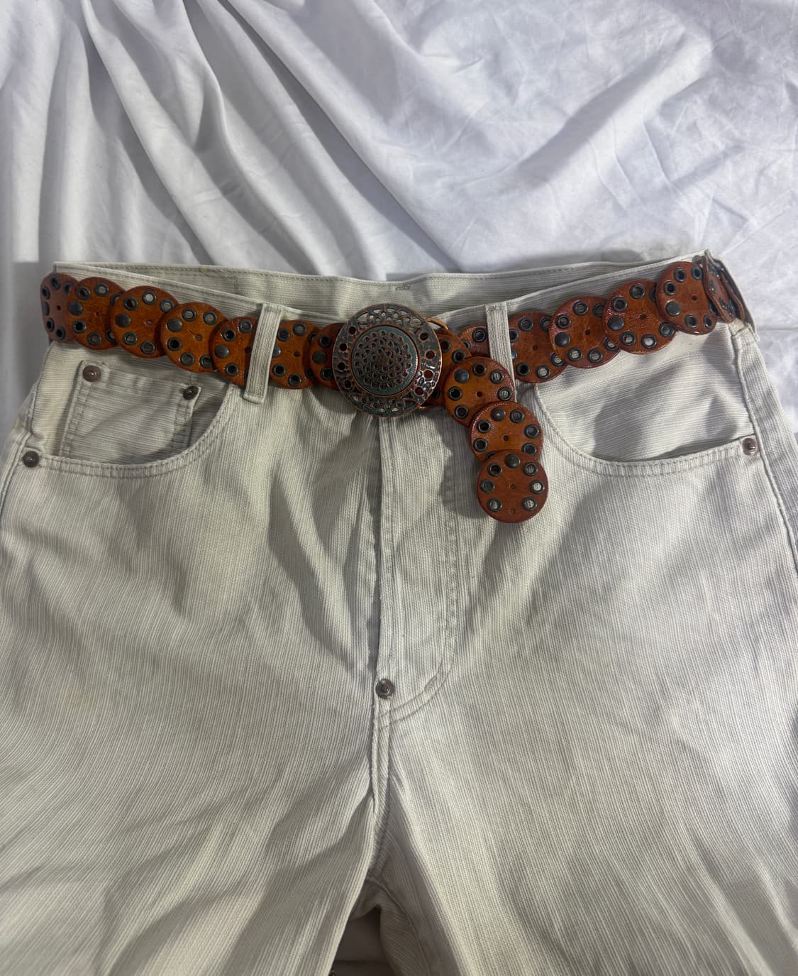 빈티지 보헤미안 콘초 스터드 레더 벨트 히피 네이티브 아메리칸 상품이미지1