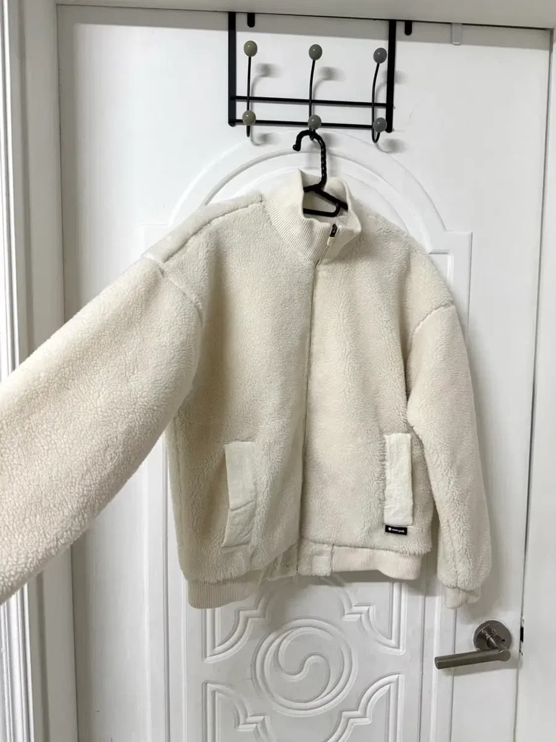 90사이즈 여성 스노우피크 뽀글이 후리스 집업 크림색 상품이미지2